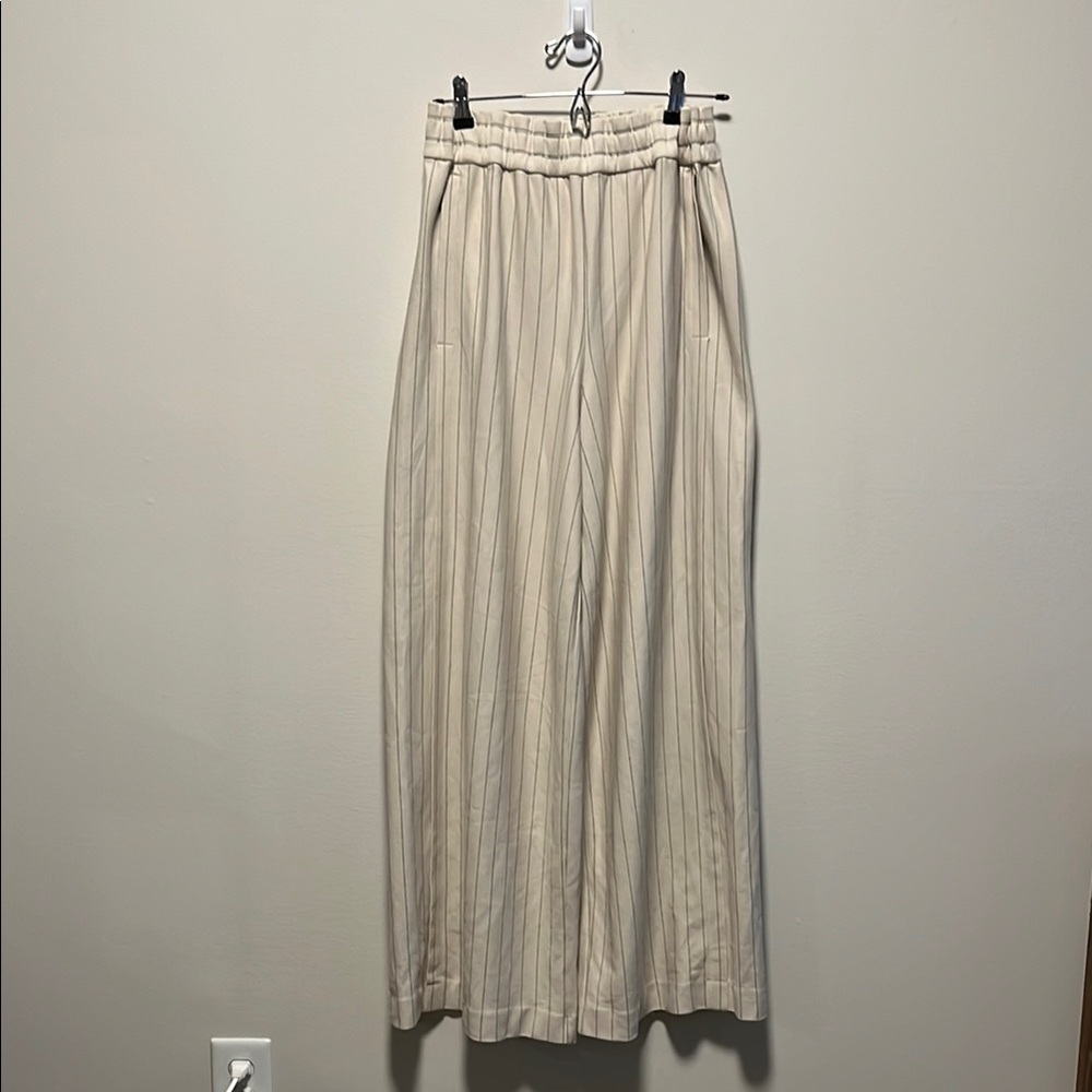 COS Straight-Leg Pinstripe Trousers, Cream, Size Large - Picture 3 of 11
